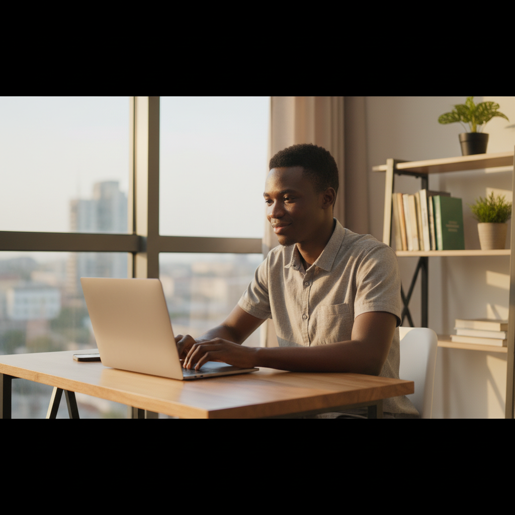 Apprenant New Vision Academy satisfait de sa progression en ligne